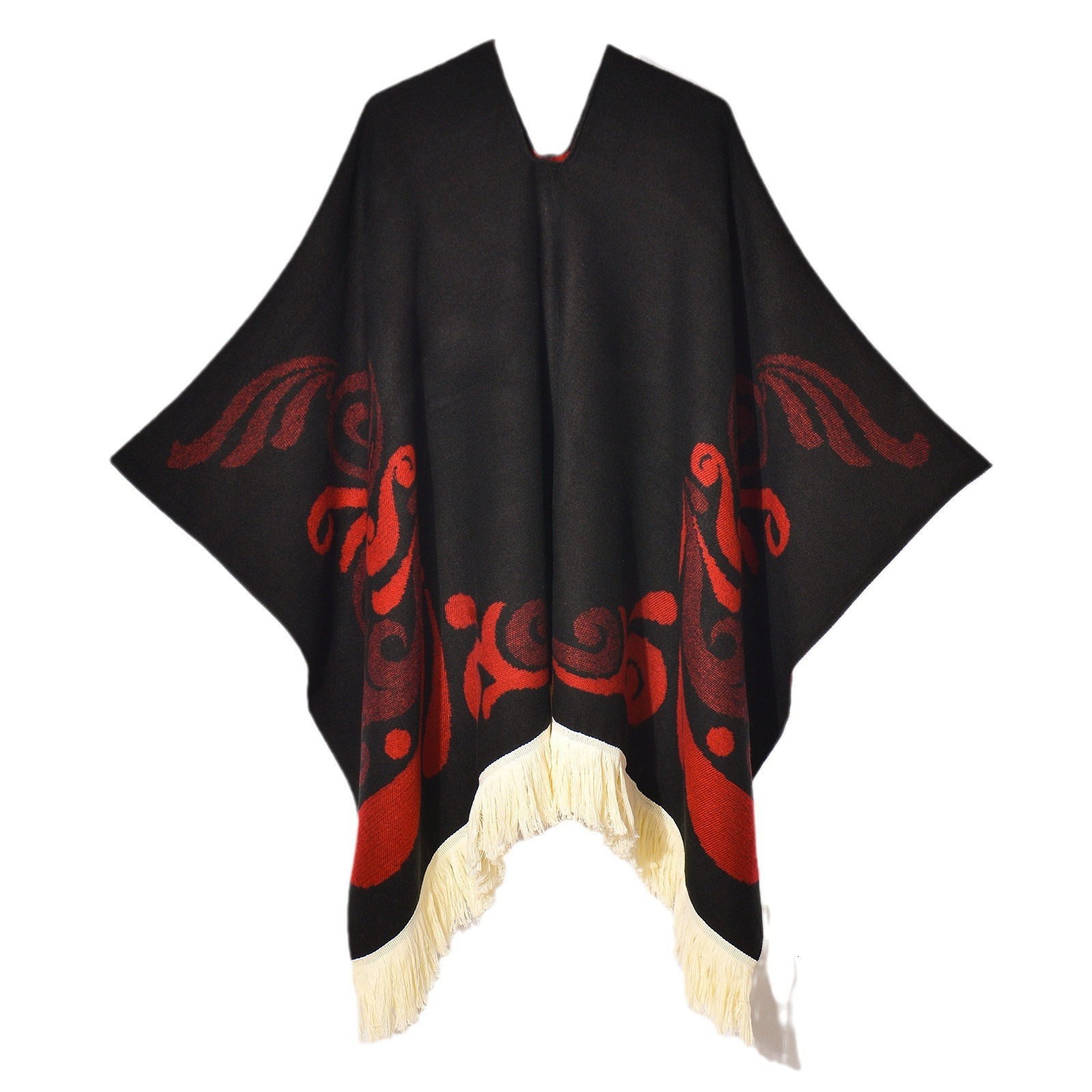 New Womens Pullover Tassel Patchwork Shawl Travel Photography National Style Outdoor Jacquard Decorative Warm Cape