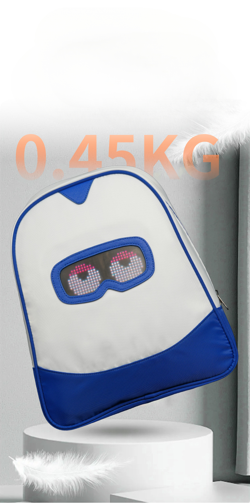 New ultra light cloth bag LED light, lightweight Bluetooth backpack designer, anime children's student leisure backpack