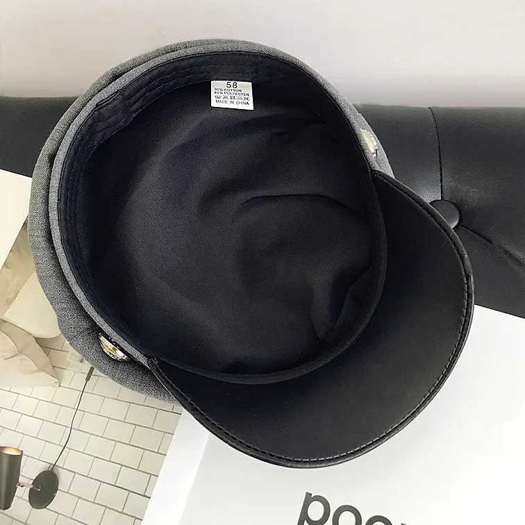 Spring Autumn Sailor Hats Black Ladies Beret Cs Flat Top Ctain C Travel Cadet Octagonal Hat Fashion Wen Men MilitaryHat Y251025
