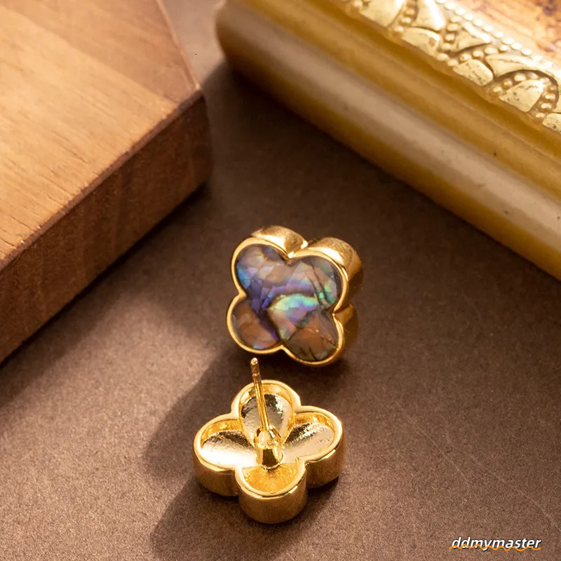 Abalone Shell Clover For Women - Natural Style Fashionable Sier Needle Dangle Earrings Ddmymaster