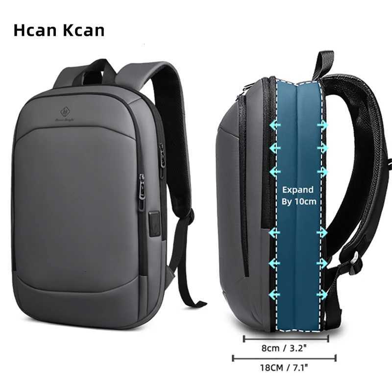 HcanKcan Mens Expandable Backpack Multifunction 173inch Laptop Bag Fashion Waterproof Travel Backpack Lightweight Business Bag W251025