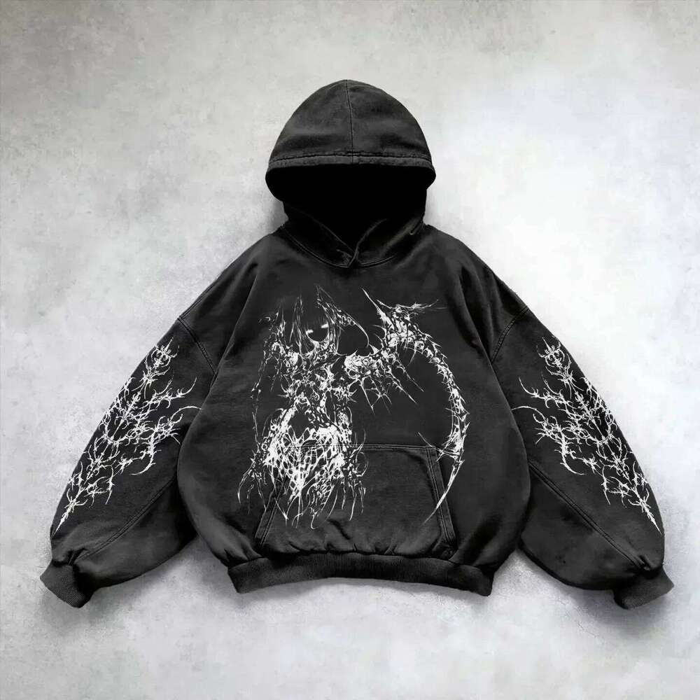 American Y2k New Hip Hop Trend Retro Women Street Casual Loose Joker Vintage Sweatshirt Unisex Fleece Padded Warm Hoodie
