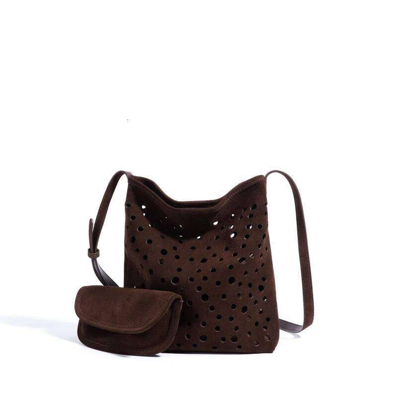 Suede Genuine Leather Women Small Composite Crossbody Vintage Hollow Out Single Shoulder Bags Niche Design Soft Purses Suotong1025
