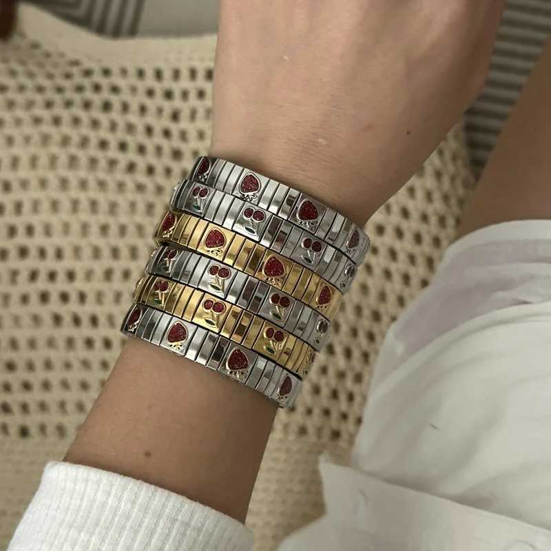 Stainl Steel Fashion Sterry ry Elastic Bangle Bracelet For Wen Gold Color Statement Chic JewelryW251025