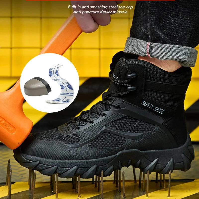 Mens outdoor safety Boots desert tactical Boots PunctureProof Work Boots Steel Toe shoes Protective Boots Indestructible shoes 251021