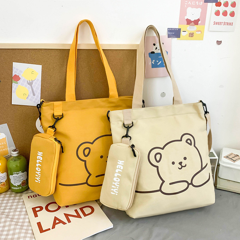 New designer student bag cartoon children's canvas bag tutoring elementary school canvas bag crossbody bag hand-held shoulder bag