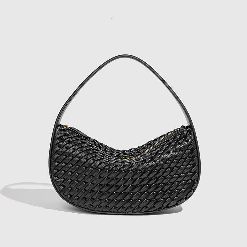 Autumn 2025 New Women's Woven Effect Handheld Zipper Exquisite Versatile Crossbody Bag