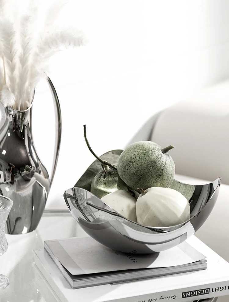 Stainless Steel Large Serving Bowl Decorative Fruit Bowl Metal Salt Bowl Storage Plate for He Decoration Living Ro Table Y251025
