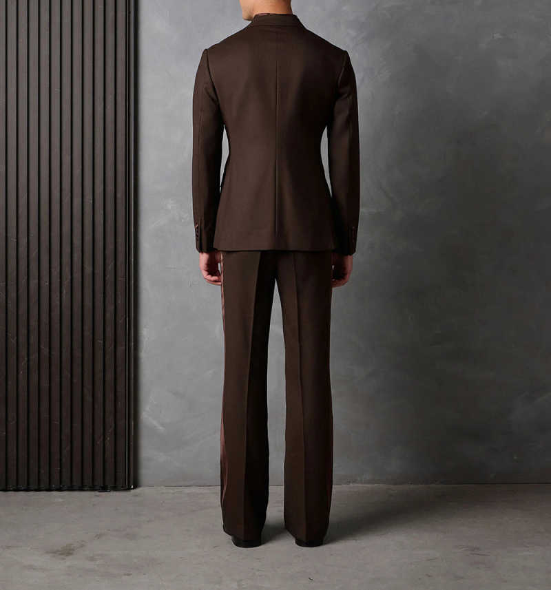 Elegant Brown men's Suits Formal Double Breasted Slim Fit Blazer Elegant Office mans2 Pieces Jacket Pants Outfits Clothing