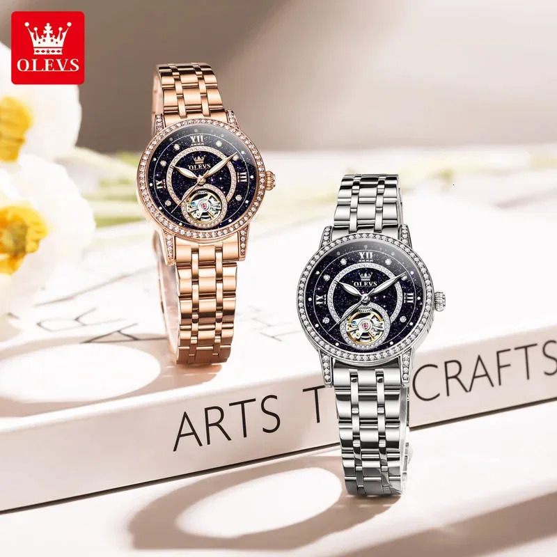 Starry Surface Female Watch Women Top Fashion Rose Gold Lady Automatic Mechanical Watches 251021