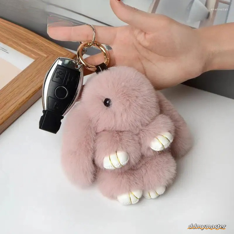 Keychains Real Fur Pom Keychain With Ring - 15Cm Fluffy Charm For Women's Bag, Car Pendant Jewelry Ddmymaster