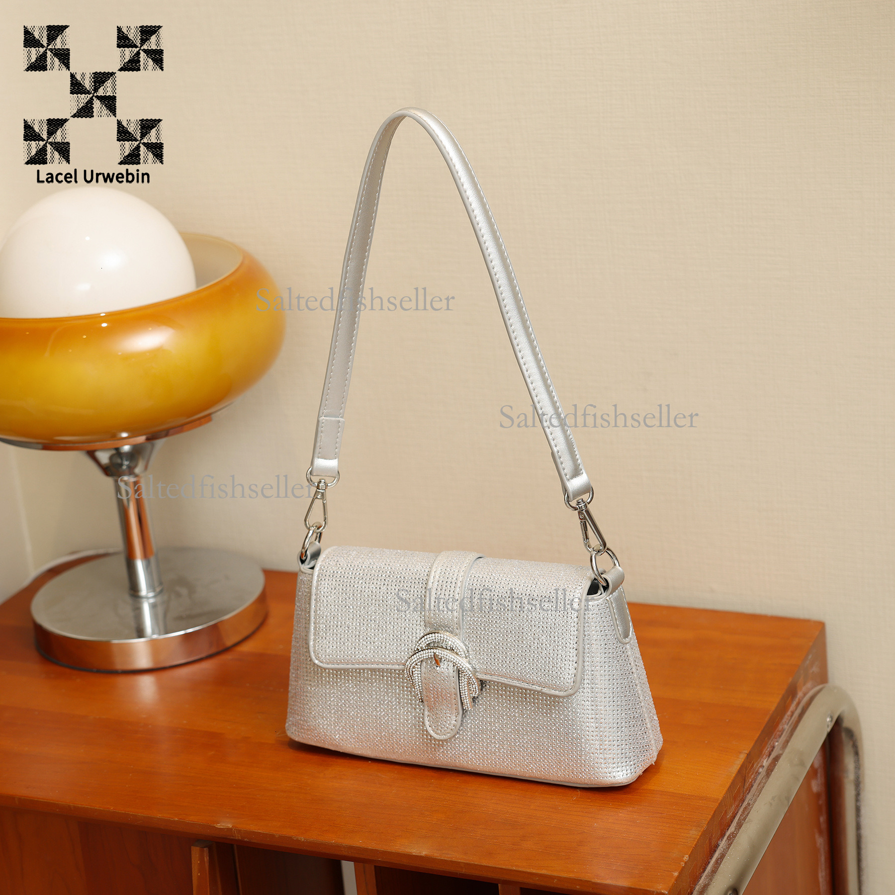 Lacel Urwebin Designer Luxury Water Diamond Underarm Shoulder Bag Urban Simple And Versatile Shoulder Strap Bag Fashion Trendy Brand Banquet Bag