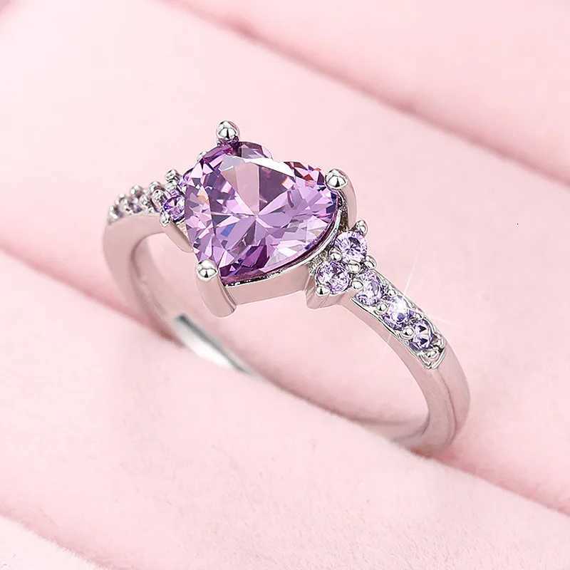 925 Sterling Silver Purple Love Rings New Fashion Jewelry for Women Wedding Engagement Party Temperament Female Accessories GiftXJ251025