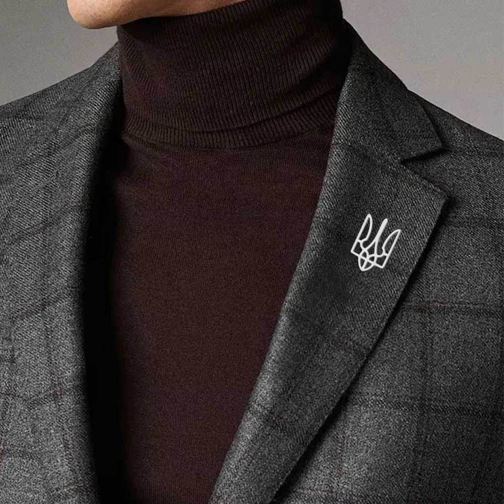 COOLTIME Ukrainian Trident National Emblem Brooch Stainless Steel Fashion Badge Brooch Pins Jewelry Clothing Accessories J251115