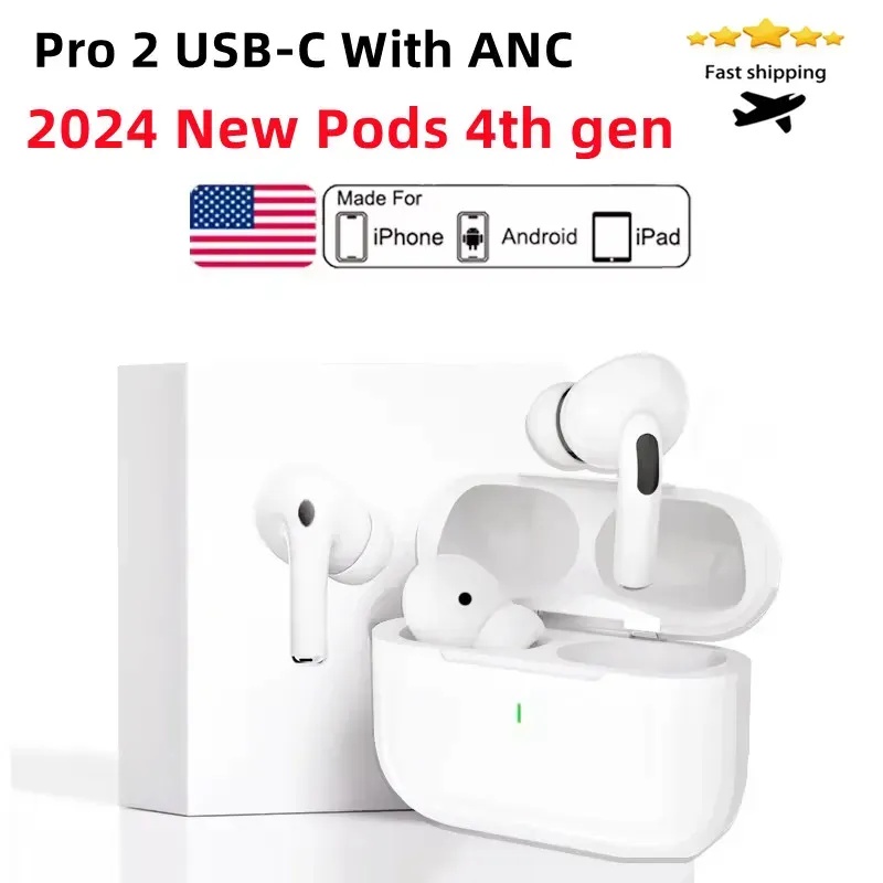 2025 New tws earbuds Pods Pro 3 pod 4th Gen With ANC earbuds Pro 2 anc USB C earphones wireless Bluetooth Headset USB-C charging port For Xiaomi iPhone Headphones pods 3rd