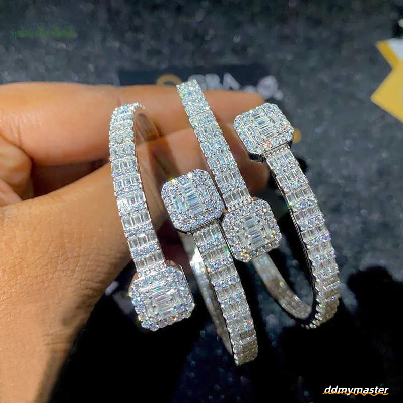 Fashion Bangle Bracelet Sterling Sier, Baguette Cut Style - Statement Jewelry For Couples Ddmymaster