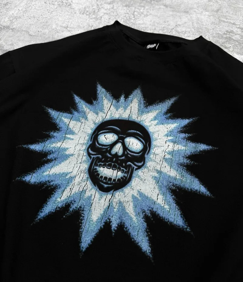 Gothic Punk Harajuku Y2K Casual Loose Black Cotton Long Sleeve Men American Retro Street Hiphop Fashion Oversized Top Women 251020