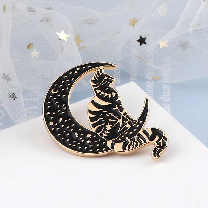 Witches Punk Black Enamel Pins Magical Hat Furnace Moon Cat Brooch Backpack Denim Lapel Pin Badge Dark Gothic Party Jewelry Gift J251115
