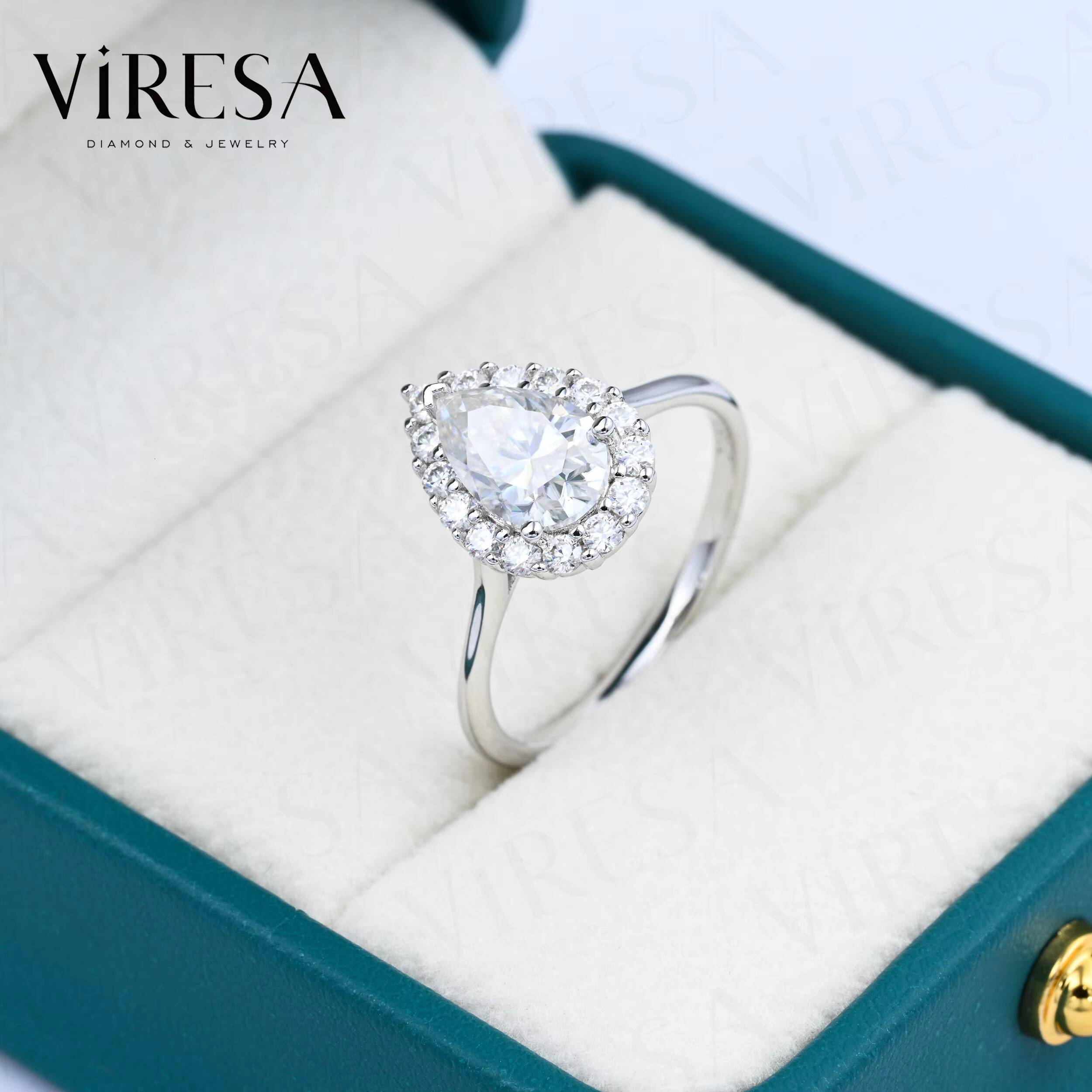 GRA Certified 925 Sterling Silver Pear Shaped Moissanite Ring 6x9mm VVS Clarity Customizable Elegant 15ct Moissanite Ring