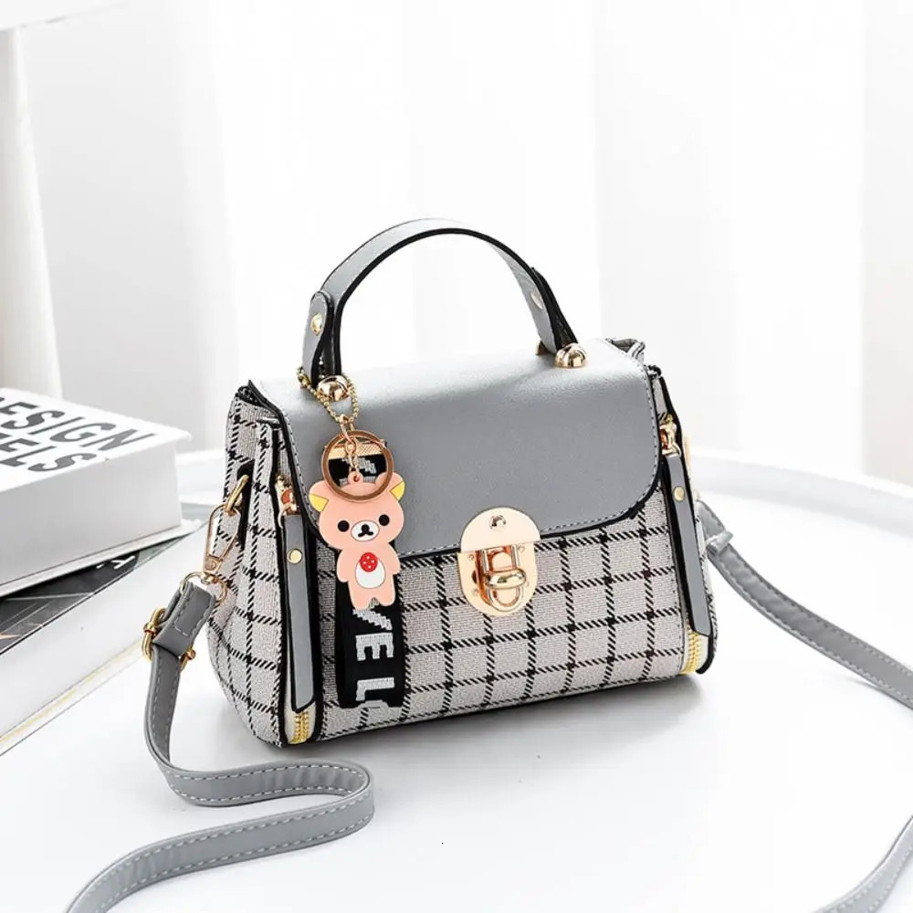 Fashion Plaid Pattern Handbag Womens Buckle Flap Shoulder Bag Purse Ladies PU Leather Crossbody 251018