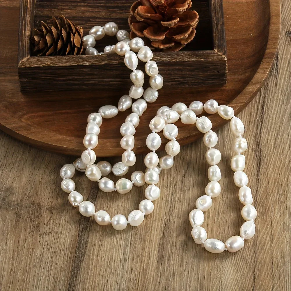DAINASHI 89mm Baroque Natural Freshwater Pearl Necklaces for Women 86cm Long Sweater Necklaces Jewelry Gift Wholesale 251016