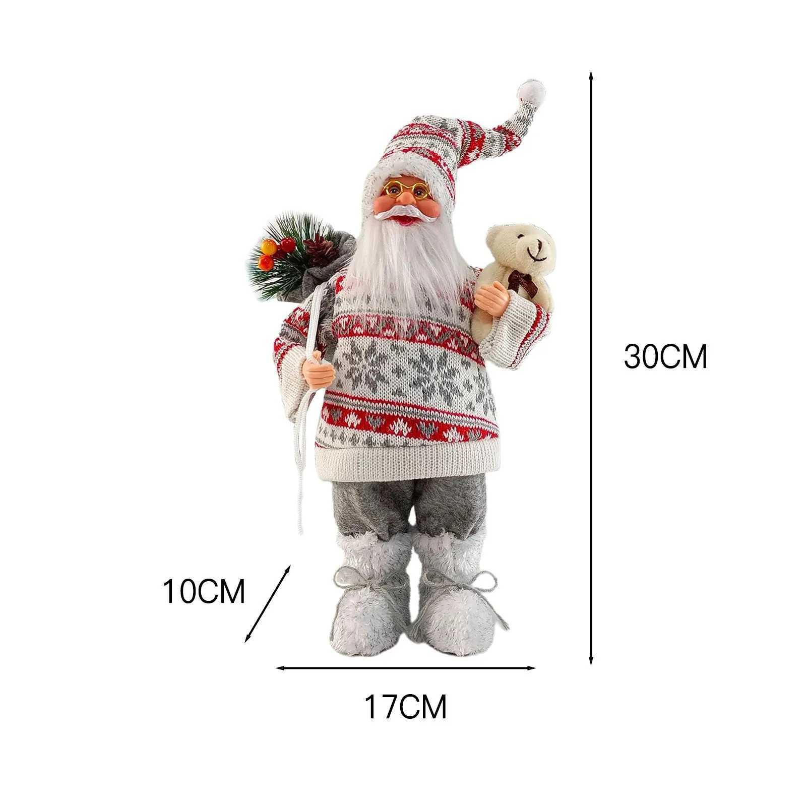 Christmas Sitting Standing Santa Claus Figurines Doll Cute 12inch Xmas Tree Party Ornament Table Office Fireplace Home Decor C251024