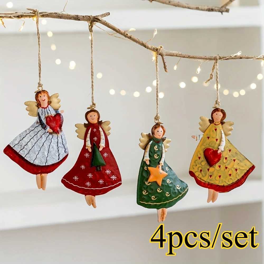 Cartoon Angel Girl Christmas Decorations Multicolor Wrought Iron Hanging Pendants Handicraft Gift Drop Ornaments Party Supplies C251024