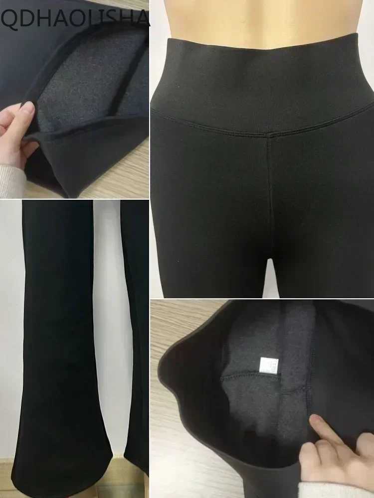 Fleece Thick Flare Pants High Waist Warm Winter Leggings Korean Fashion Y2k Wide Leg Yoga Sport Fitness Leggings Plush PantsT251025