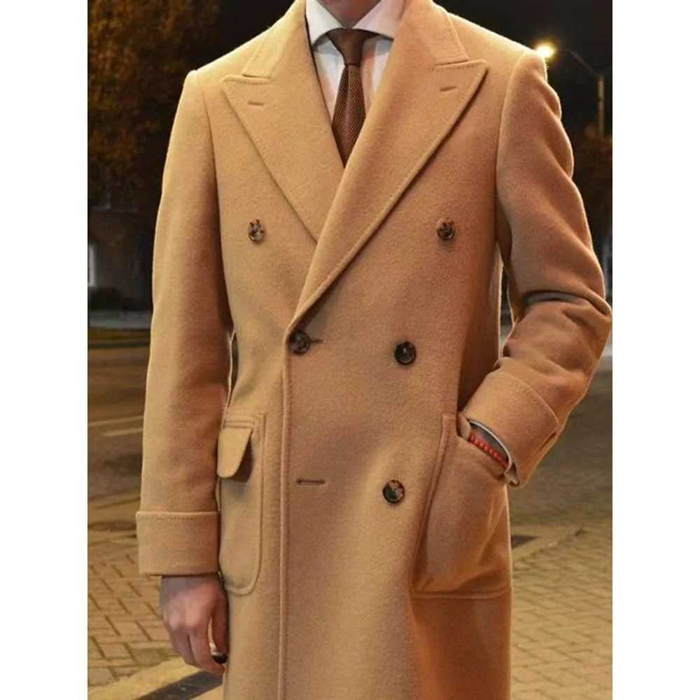 Doublebreasted Woolen Jacket Retro Autumn And Winter British Style Pockets Cashmere Pea Coat Plus Size OutwearT251025
