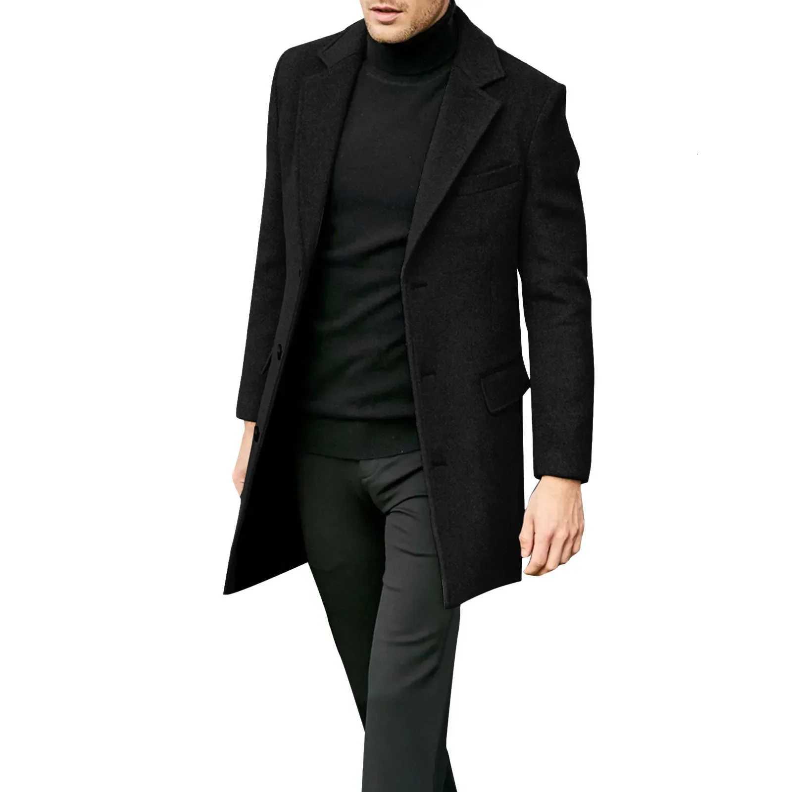 2024 Autumn and Winter Casual Men Clothing British Woolen Overcoat New Style Solid Color Long Sleeve Woolen Material Trendy SuitT251025