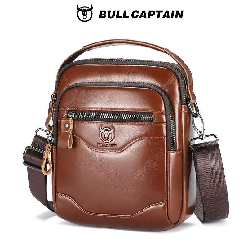 Captain Cow Goods Top Layer Cowhide Single Shoulder Crossbody Genuine Leather Men S Inch High End Multifunctional Bag High Quality designer