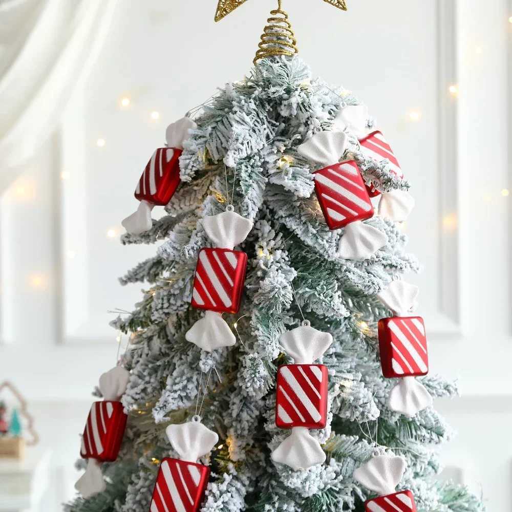 6Pcs Christmas Hanging Candy Balls Red White Candy Pendant Home Party Christmas Tree Decorations Navidad Winter New Year C251024