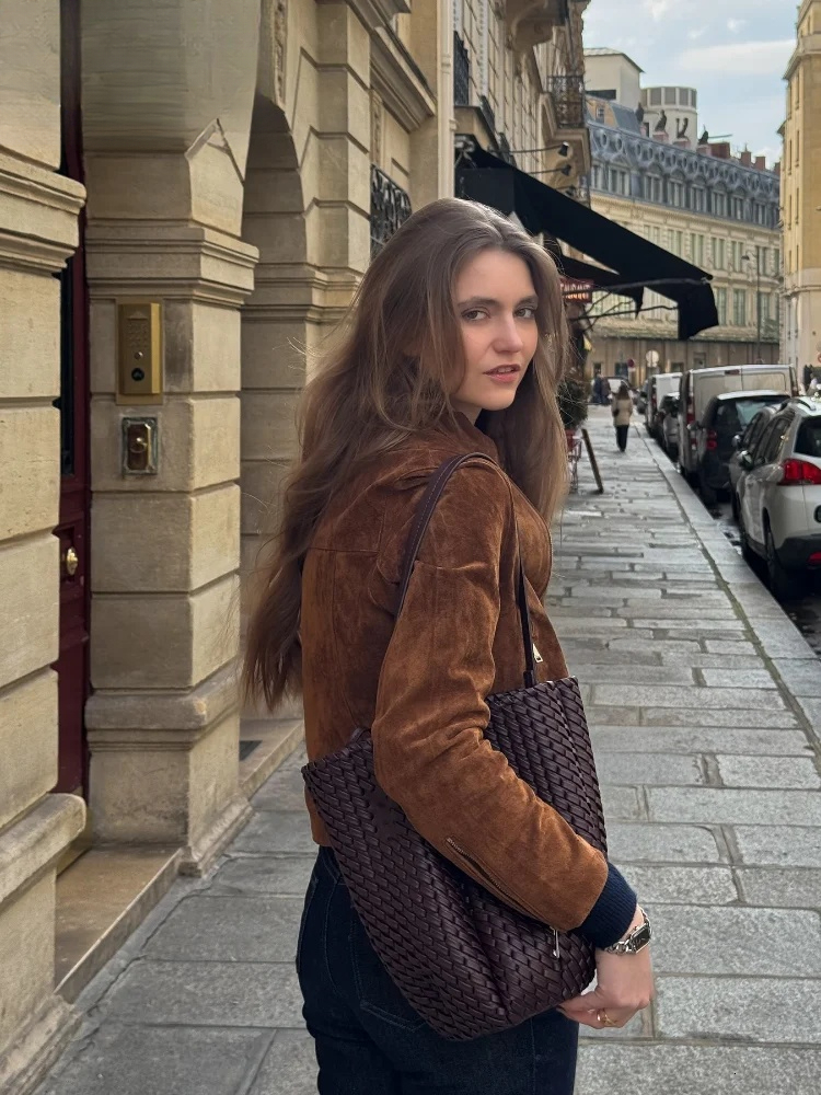 Street Suede Zippers Short Jackets Women's Vintage Lapel Full Sleeve Pocket Jacket 2025 Autumn Winter New Lady Casual Outwear dongdumaoyi