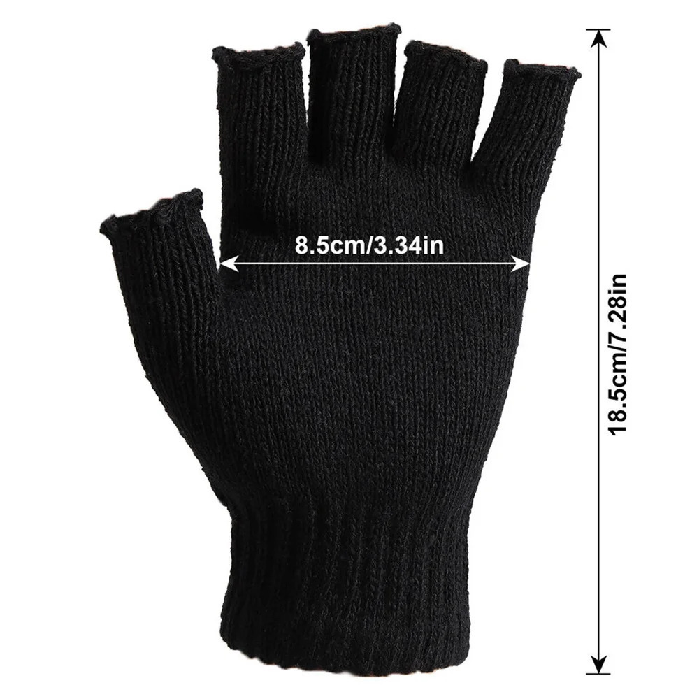Knitted Thermal Fingerless Gloves Warm Winter Half Finger Gloves for Men Womens Solid Casual Gloves Xmas Gift 251021