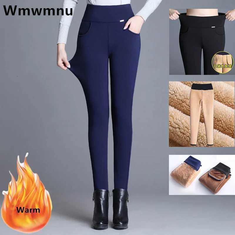 Oversized 6xl Winter Lambwool Warm Pencil Pants Women High Waist Fleece Lined Slim Pantalons Thicken Add Velvet Bottomed TrouserT251025