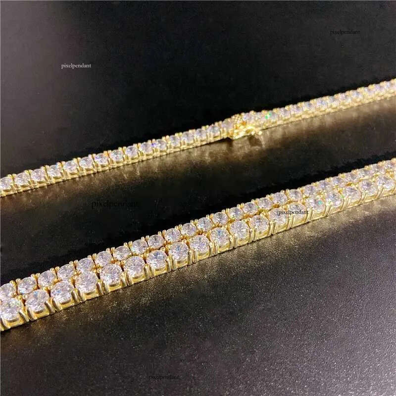 necklace Customized Personal Solid 14k Gold Jewelry Vvs White Color Loose moissanite dia tennis chain for men