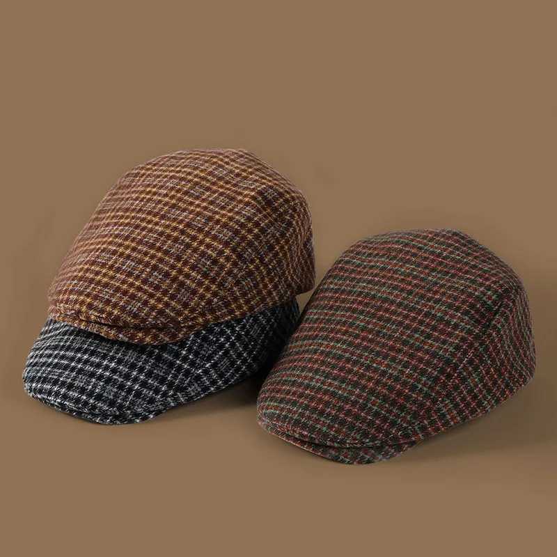 Retro Hat New Plaid Hats Wen Berets Spring Autumn Winter Newsboy C Wen Vintage Flat Ivy Hats Golf Driving C Casquette Y251025