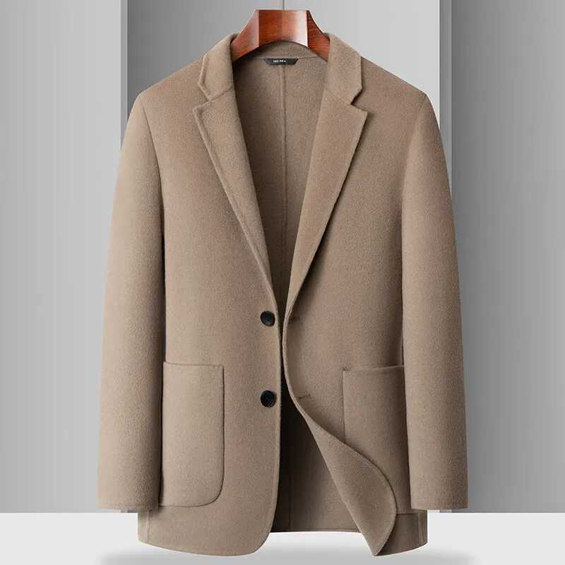 Casual Mens Woolen Coats 2025 Spring Autumn Short Overcoat Solid Color Wool Windbreaker Jacket Business Warm Top Suits ClothingT251025