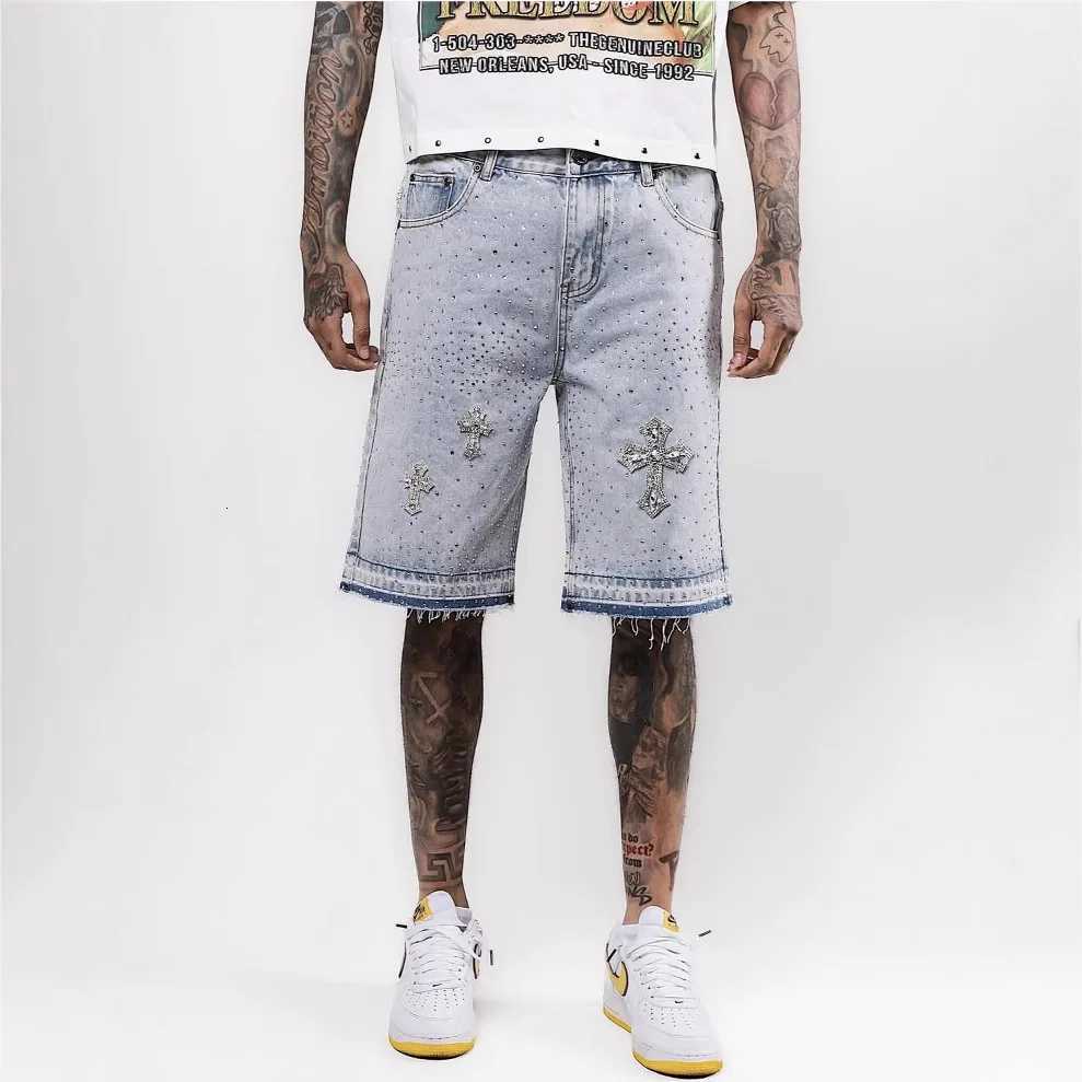 Y2k Retro Gothic Sweatpants Oversized Pattern Denim Shorts for Men Hip Hop Punk Low Waist Gym Shorts StreetwearXJ251025
