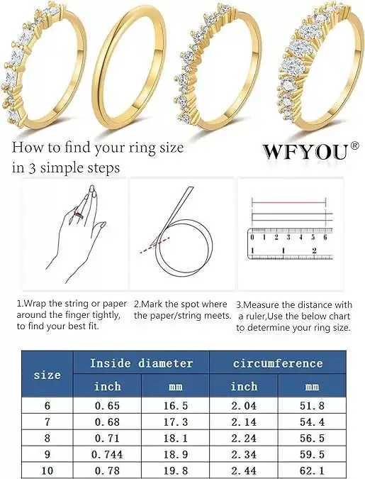 New 4pcs 14k Gold Plated Stacking Rings with Shining Zirconia Perfect ForWeddings Parties and Everyday WearXJ251025