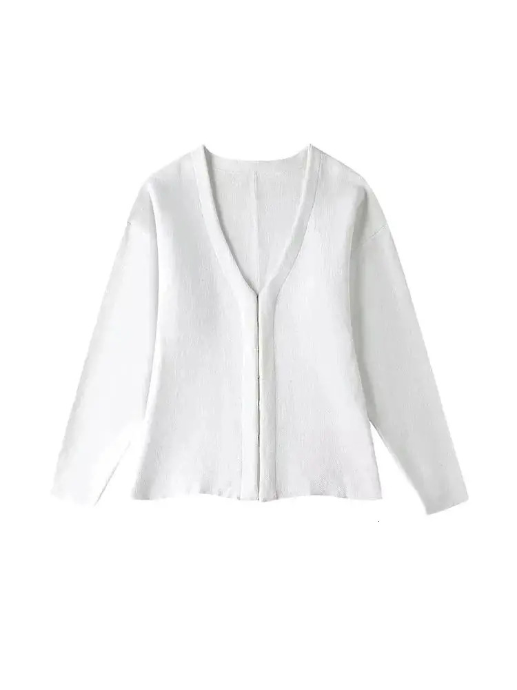 Womens Front Hook Fitted Knit Cardigan Sweater V Neck Long Sleeves Side Split Hem Female Outerwear Chic Tops Fashion 251013