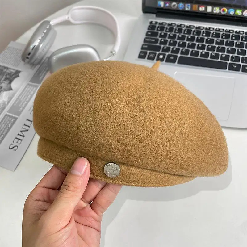 Lady Wool Felt Beret Autumn Winter Pleated Fashion Warm Vintage Classic Painting Caps British French Artist Style 251023