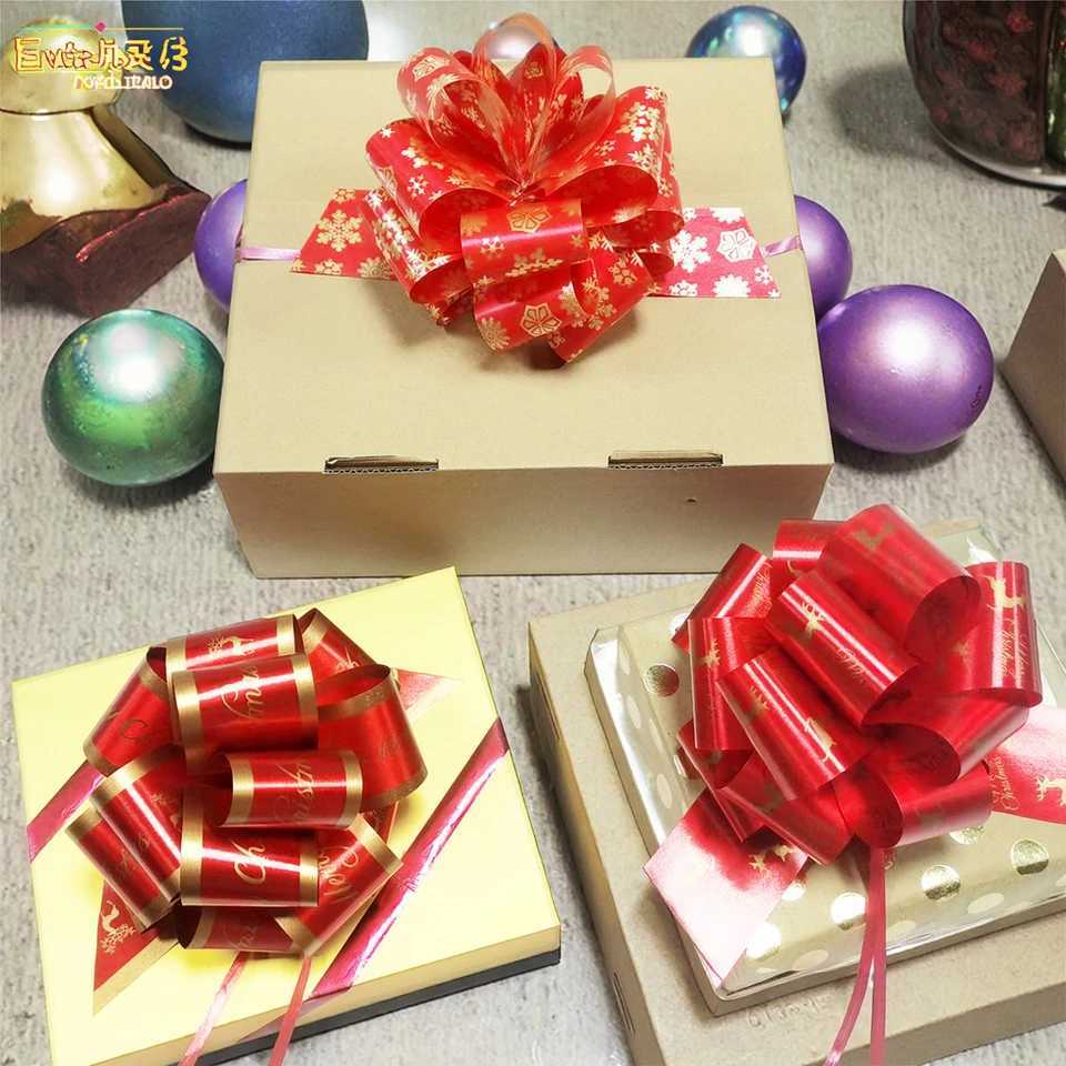 Christmas Pull String Bows Big 45 Inch Gift Bows Ribbon 12PCS for Xmas Present Wrapping Florist Flower Basket Decoration C251024