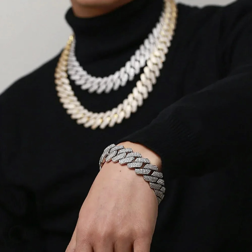 UWIN 20mm Miami Prong Cuban Chain Necklace 3 Rows Micro Pave Iced Out Round Cubic Zirconia Link Fashion Hip Hop Jewelry for Gift 251013