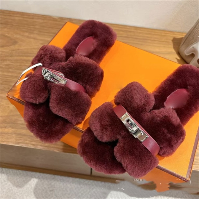 Luxury Fur Slides Designer men women Slippers Ladies Wool Winter Fur Fluffy Furry Warm Letters Sandals Comfortable Fuzzy Girl Flip Flop Slipper boot Size 35-42 h053