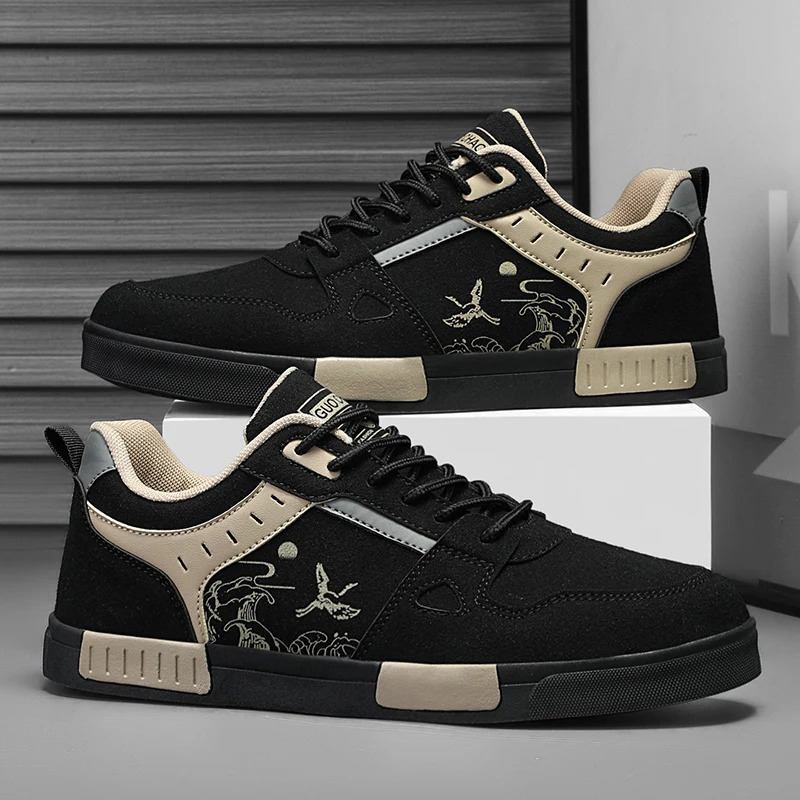 Mens easy to wipe clean skate shoes good grip low top laceup sneakers mens shoes 251023