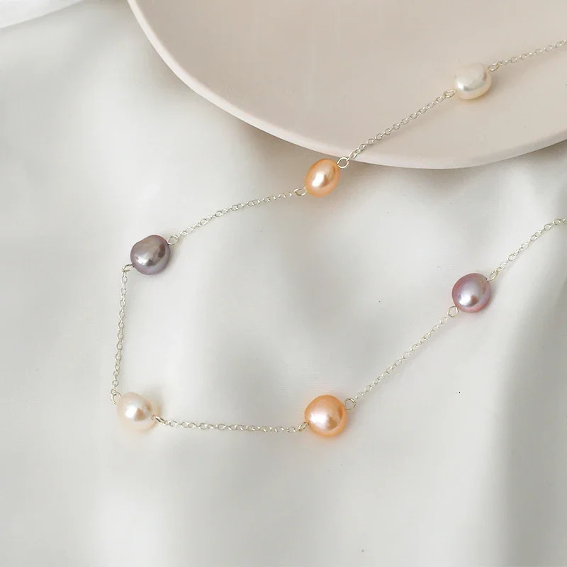 ASHIQI Real 925 Sterling Silver Necklace 89mm Natural Baroque Pearl For Women Vintage Handmade Jewelry Gift 251016