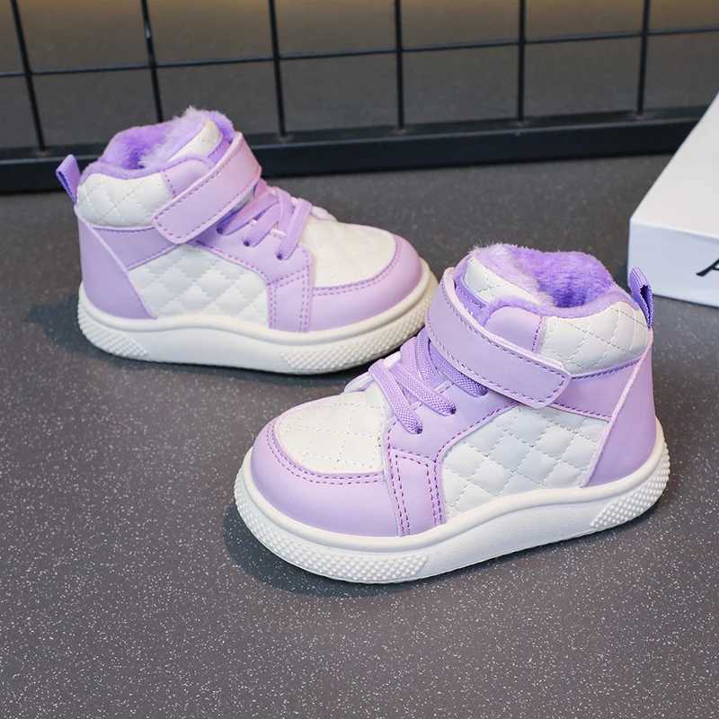 fleece lined sports shoes for boys and girls warm kids shoes for winter running sports shoes and basketball shoesT251025