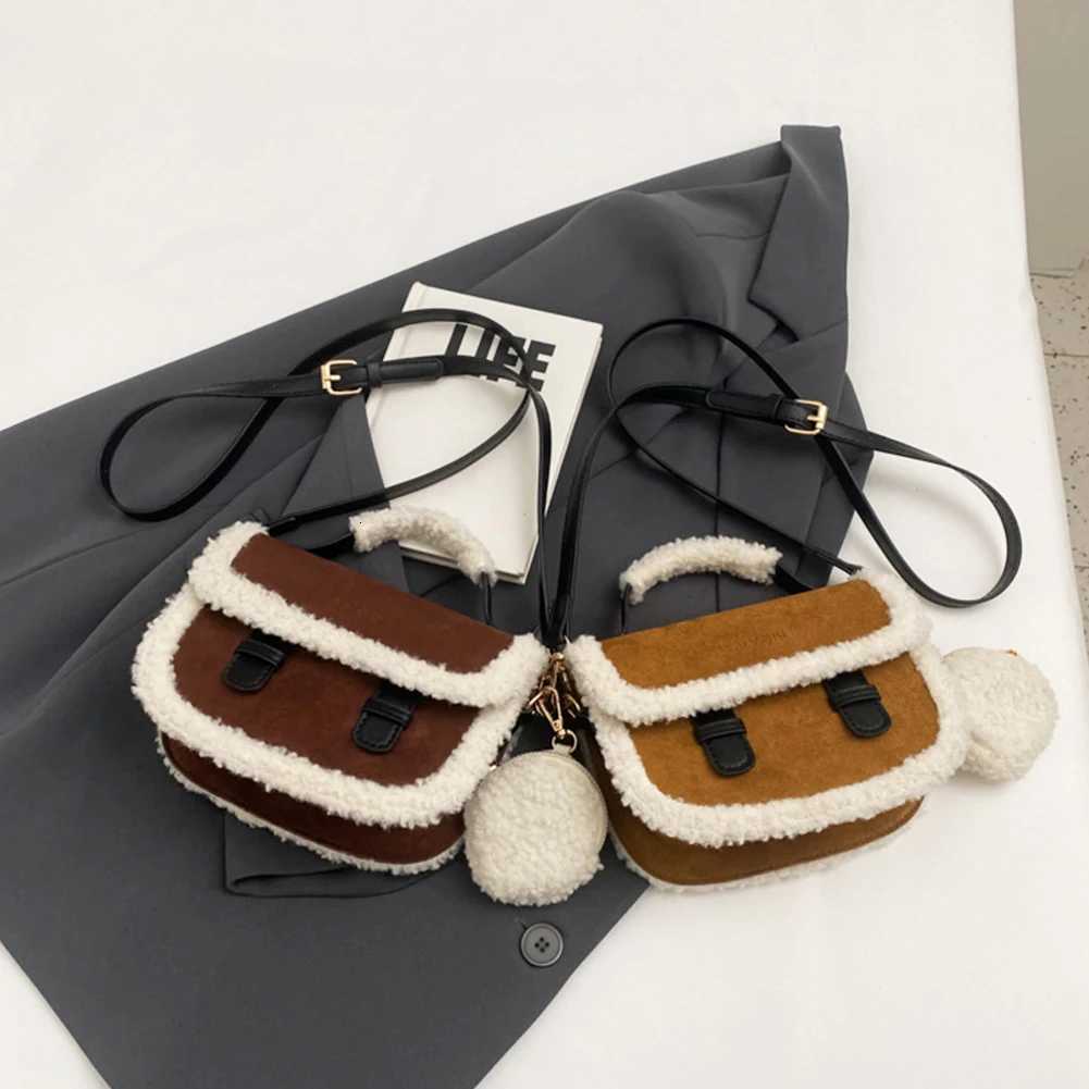 Women Casual Handbag Vintage Plush Messenger Bag with Coin Purse Pouch Fluffy Satchel Purse Top Handle Bag for Autumn and Winter Z251024