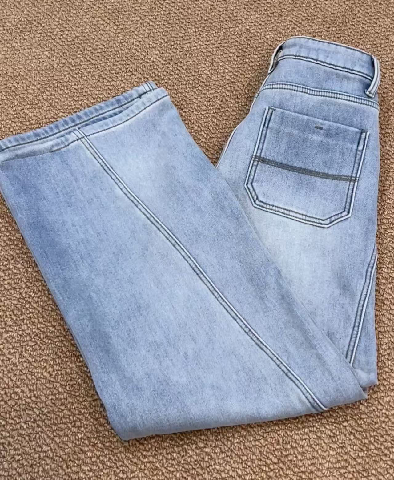 Women's Fleece-Lined Wide-Leg Jeans - Casual Loose Fit, Warm Comfortable, Trendy Denim Pants for Autumn & Winter Daily Wear 18513 Z260313